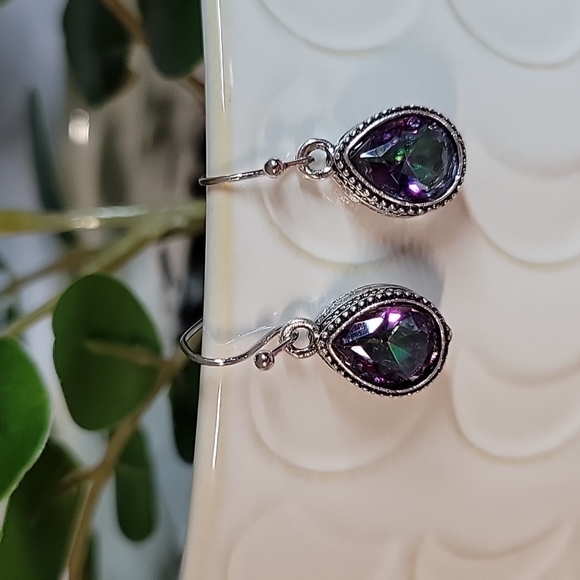 Mystic Topaz Vintage Style Drop Earrings - Picture 4 of 6